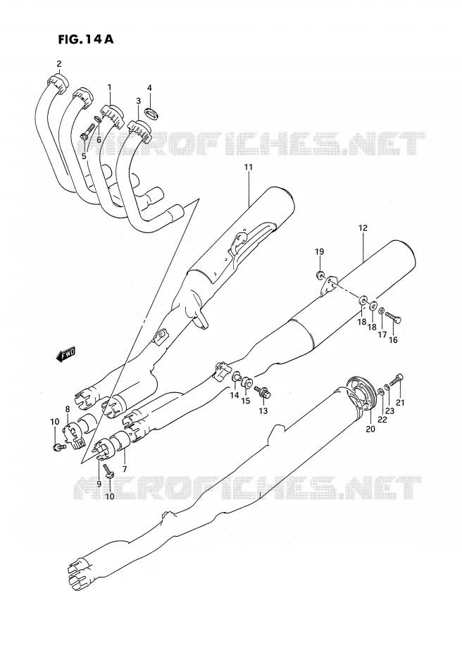 SILENCIEUX (MODELE K/L/M/N/P/R) Suzuki MOTO 1100 GSX-F 1990  GSX1100FL(E2)