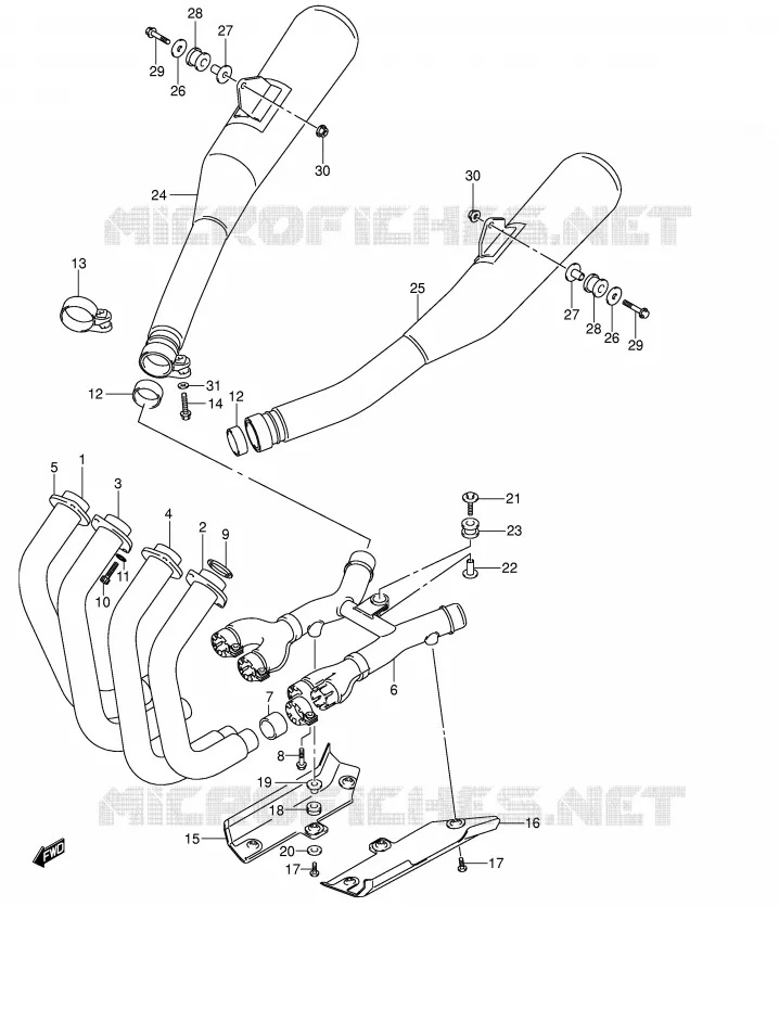 SILENCIEUX (MODELE K2/K3/K4) Suzuki MOTO 1400 GSX 2002  GSX1400U1K2(E2)
