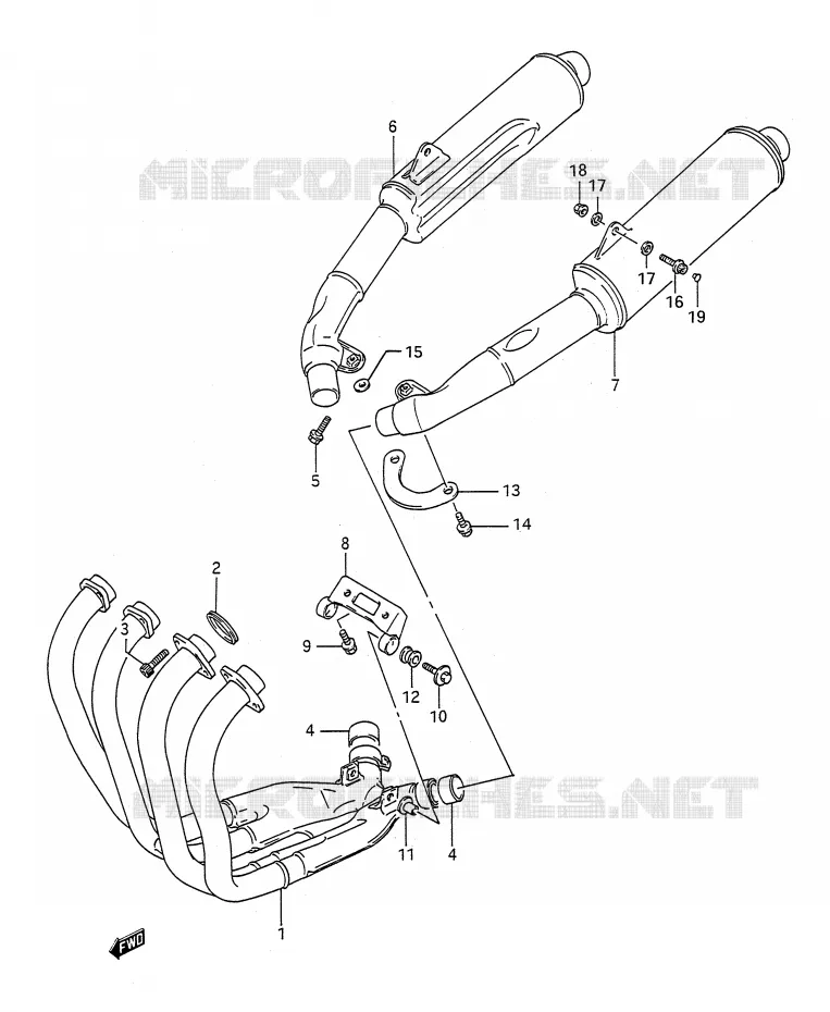 SILENCIEUX Suzuki MOTO 1100 GSX-R 1992  GSX-R1100N(E28)