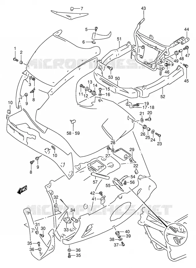SUPPORTS / FIXATIONS CARENAGES Suzuki MOTO 250 GSX 1992  GSX250FN(E24)
