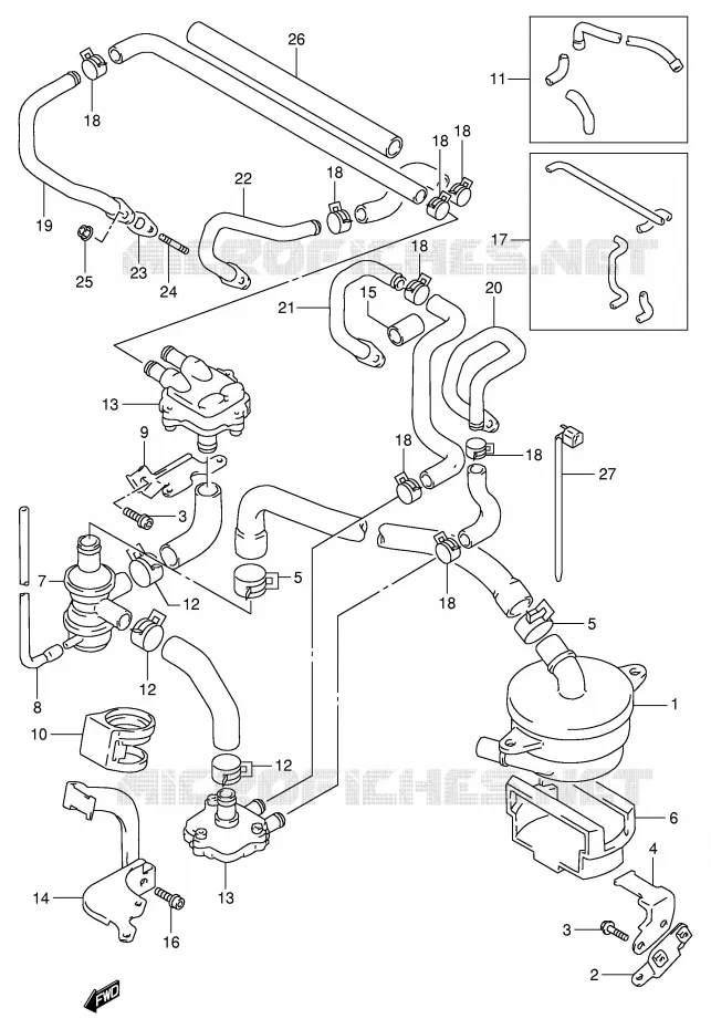 SYSTÈME DE RECYCLAGE GAZ D'ECHAPPEMENT (E18,E39) Suzuki MOTO 1100 GSX-R 1996  GSX-R1100WSKT(E2)