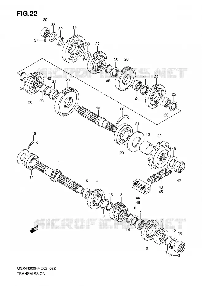 TRANSMISSION Suzuki MOTO 600 GSX-R 2004  GSX-R600U2K4(E2)