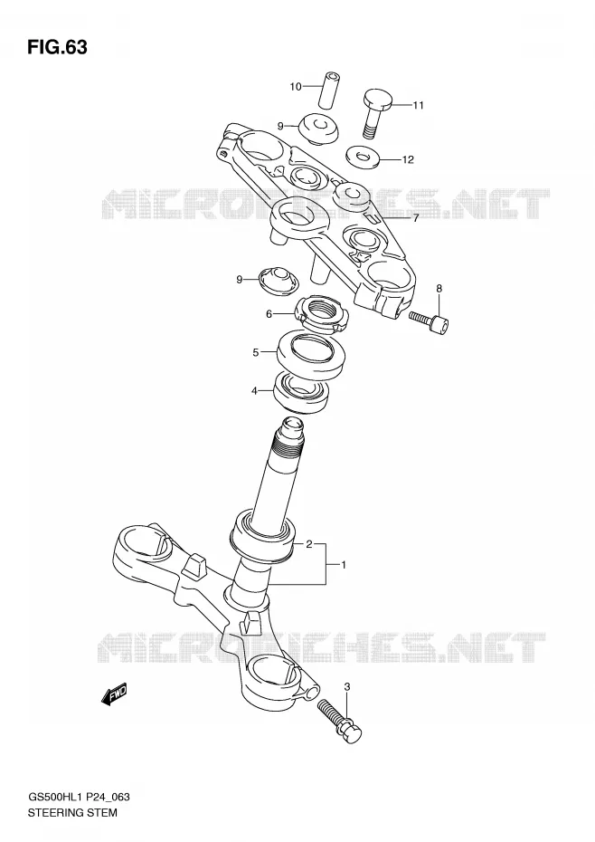 COLONNE DE DIRECTION (GS500FH) Suzuki MOTO 500 GS-F 2011  GS500FHL1(L1)
