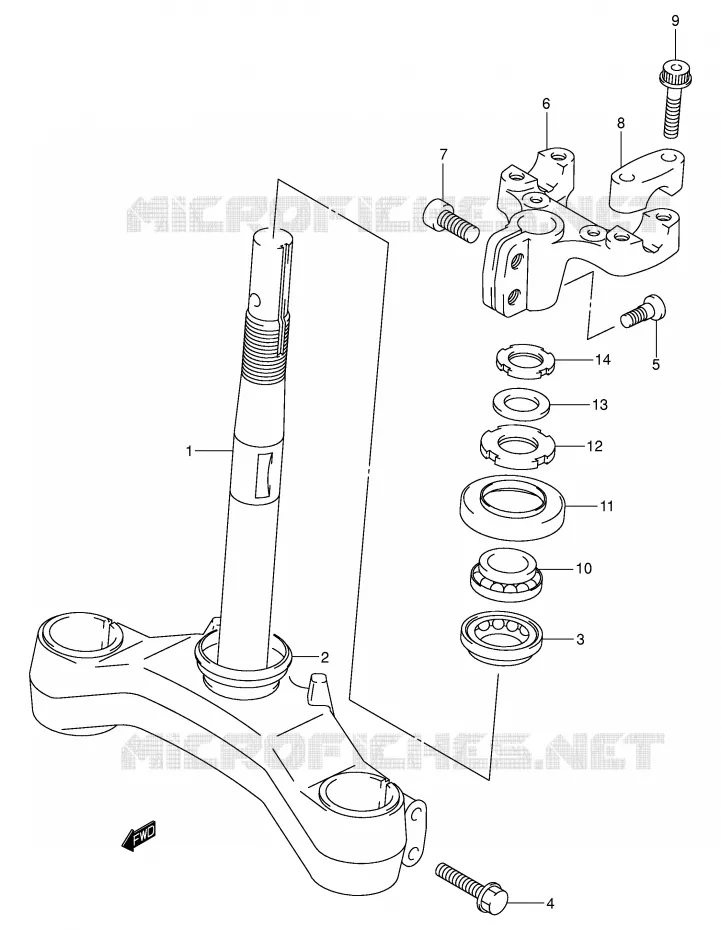 COLONNE DE DIRECTION (MODELE K1/K2) Suzuki SCOOTER 400 BURGMAN 2002  AN400RK2(E2)
