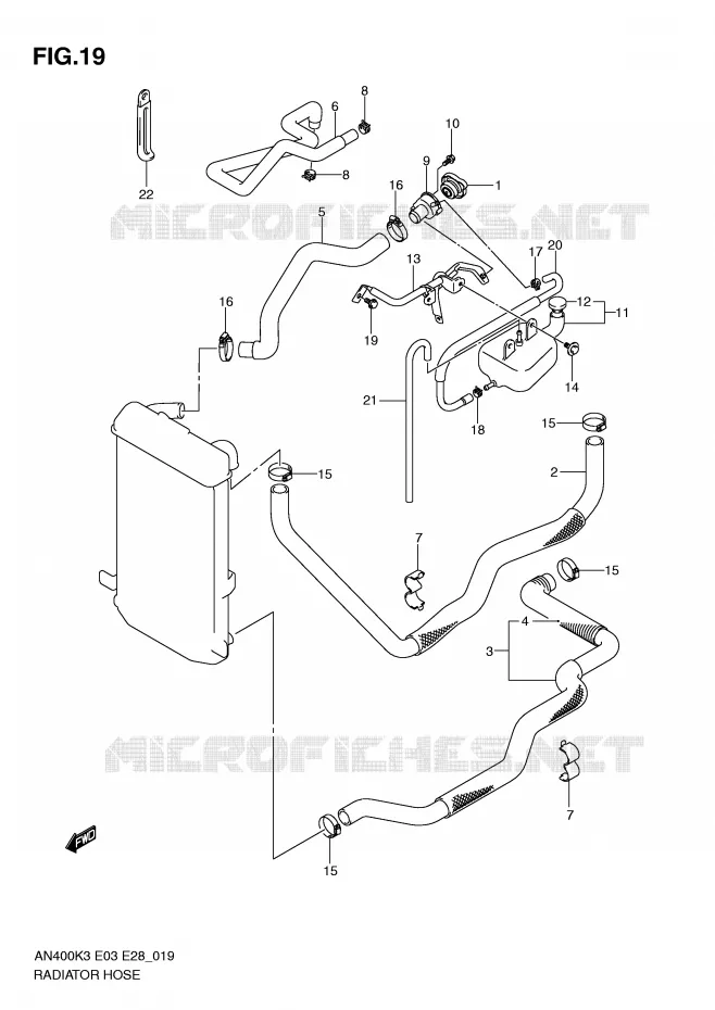 DURITE DE RADIATEUR Suzuki SCOOTER 400 BURGMAN 2003  AN400K3(E3/E28)