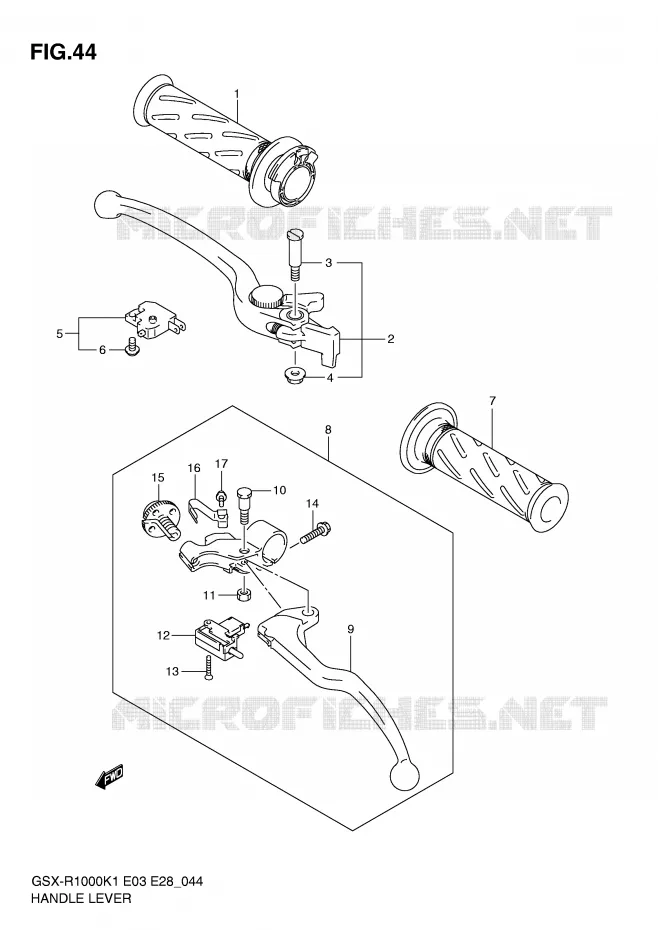 ENSEMBLE LEVIERS - POIGNEES Suzuki MOTO 1000 GSX-R 2001  GSX-R1000K1(E3/E28)