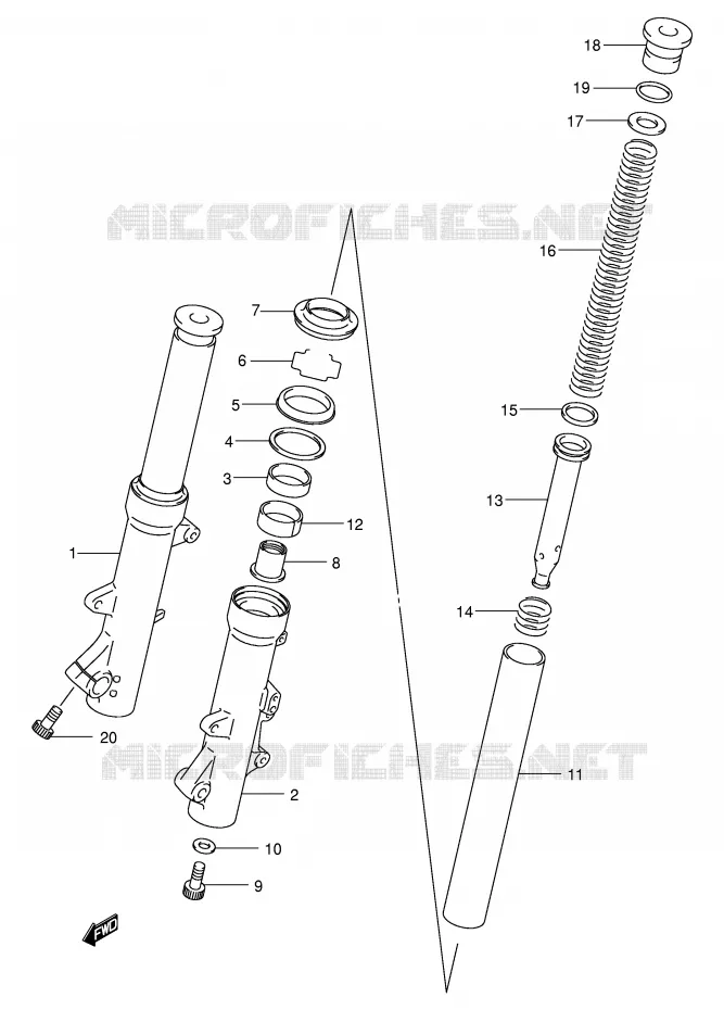 FOURCHE (MODELE K1/K2) Suzuki SCOOTER 400 BURGMAN 2002  AN400RK2(E2)