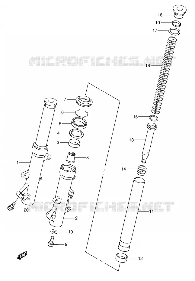 FOURCHE (MODELE Y) Suzuki SCOOTER 250 BURGMAN 2002  AN250K2(E2)