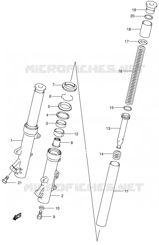 FOURCHE (MODELE Y) Suzuki SCOOTER 400 BURGMAN 2000  AN400Y(E2)