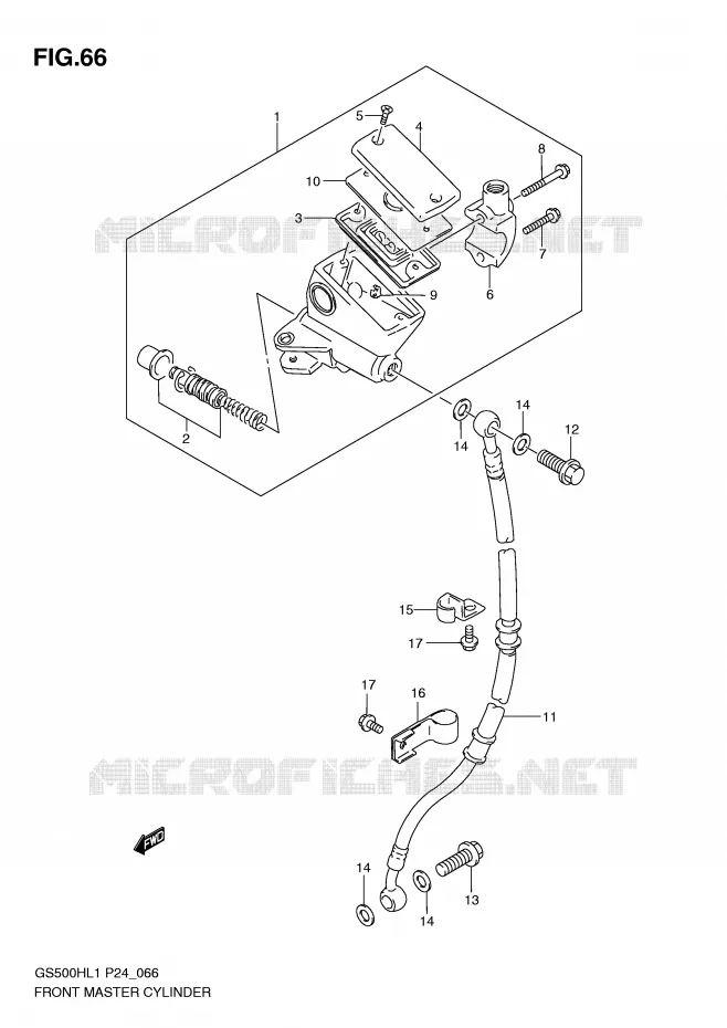 MAITRE CYLINDRE AVANT (GS500H) Suzuki MOTO 500 GS-E 2011  GS500HL1(L1)