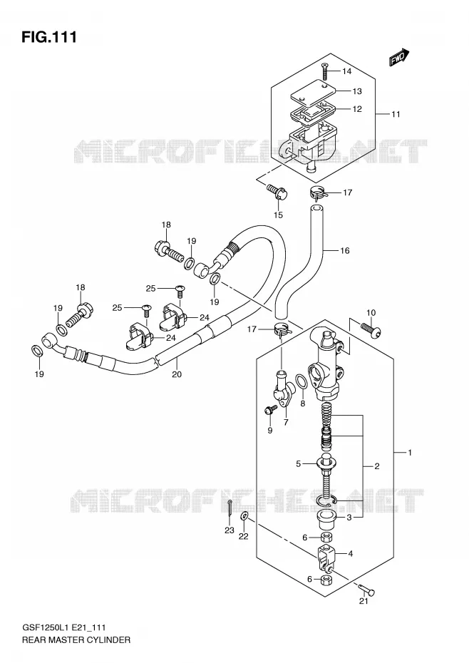 MAITRE CYLINDRE DE FREIN ARRIERE (GSF1250L1 E21) Suzuki MOTO 1250 BANDIT 2011  GSF1250AL1(E21)