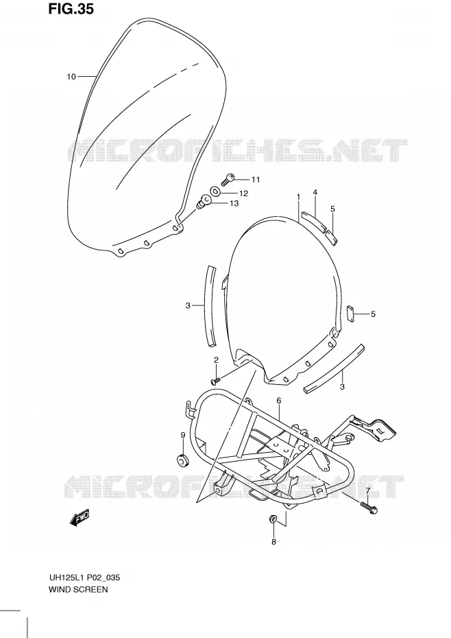 PARE-BRISE Suzuki SCOOTER 125 BURGMAN 2011  UH125L1(P2)