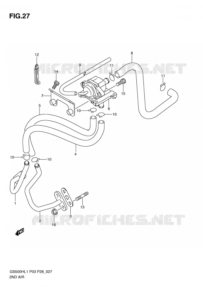 SYSTEME RECYCLAGE GAZ ECHAPPEMENT Suzuki MOTO 500 GS-F 2011  GS500FHL1(P3)