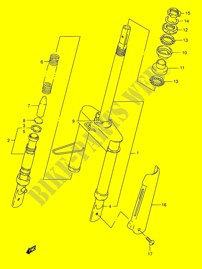 FOURCHE AVANT (MODEL T E01,E02,E21,E24) pour Suzuki AE 50 1990