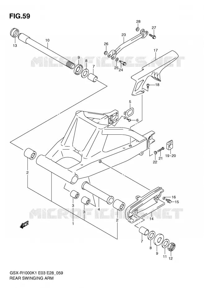 BRAS OSCILLANT ARRIERE Suzuki MOTO 1000 GSX-R 2001  GSX-R1000K1(E3/E28)