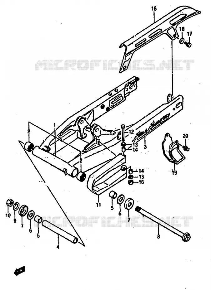 BRAS OSCILLANT ARRIERE Suzuki MOTO 800 DR 1990  DR800SUL(L)