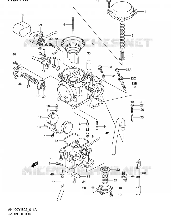 CARBURATEUR (MODELE K1/K2) Suzuki SCOOTER 400 BURGMAN 2000  AN400RY(E2)