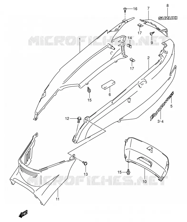 CARENAGES ARRIERE  (MODELE K1) Suzuki SCOOTER 400 BURGMAN 2000  AN400RY(E2)