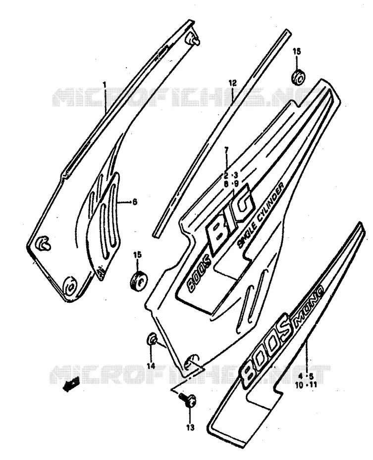CARENAGES ARRIERE Suzuki MOTO 800 DR 1990  DR800SUL(L)
