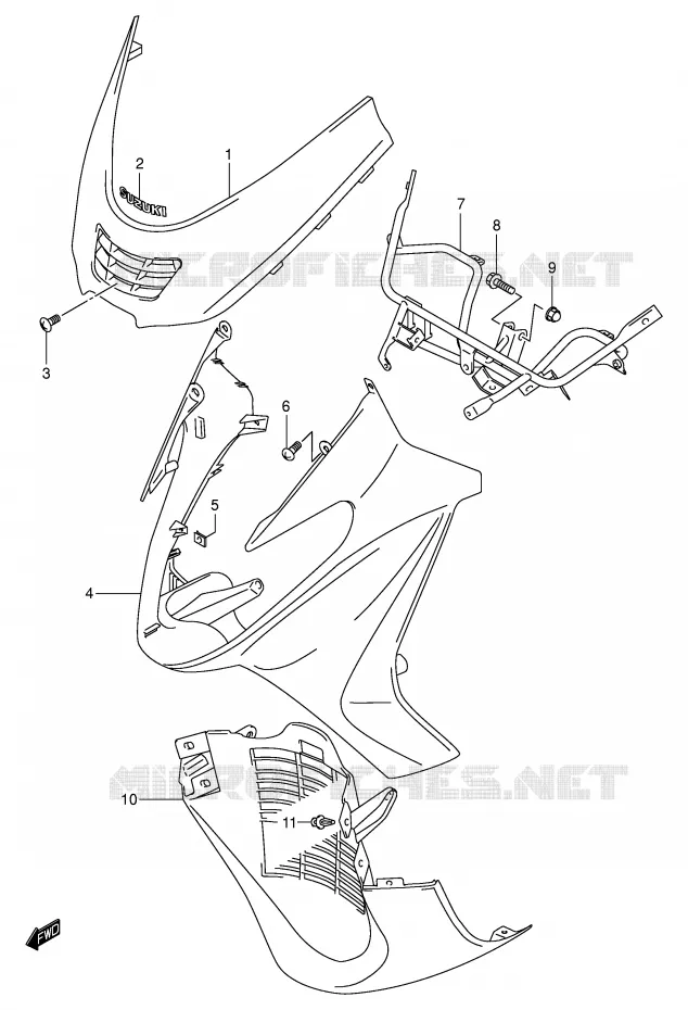 CARENAGES AVANT (MODELE K1) Suzuki SCOOTER 400 BURGMAN 2000  AN400RY(E2)