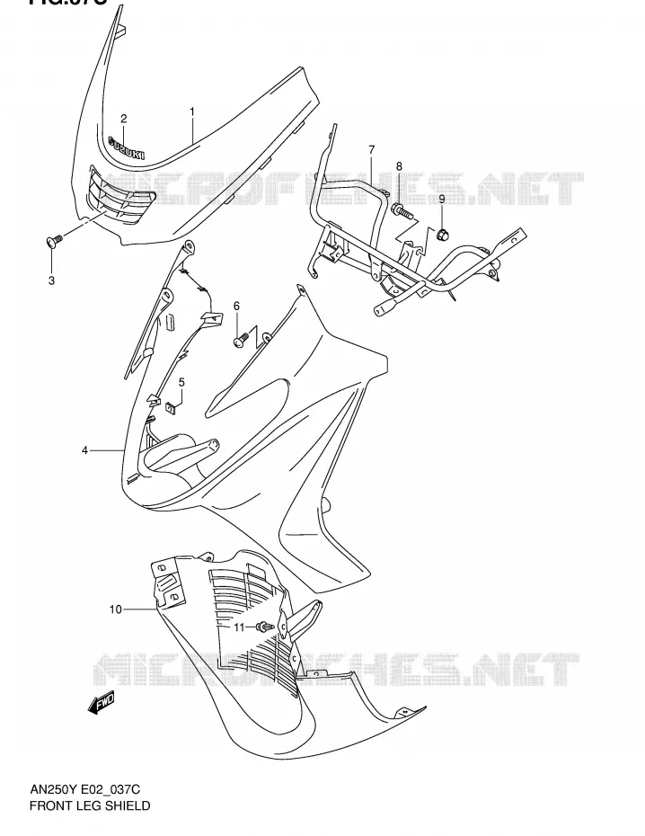 CARENAGES AVANT (MODELE K2) Suzuki SCOOTER 250 BURGMAN 2000  AN250RY(E2)