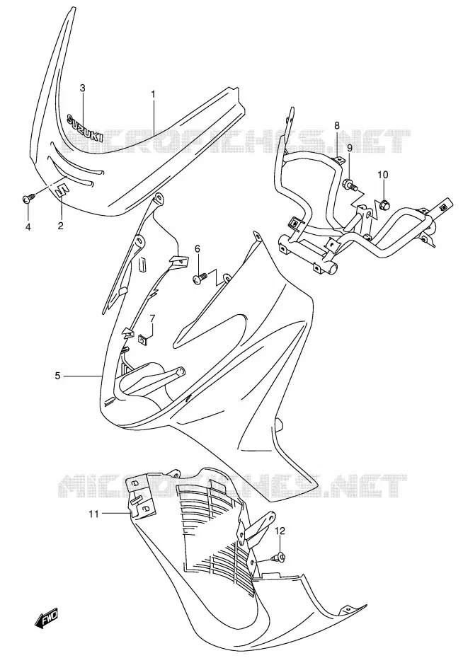 CARENAGES AVANT (MODELE X) Suzuki SCOOTER 400 BURGMAN 2000  AN400Y(E2)
