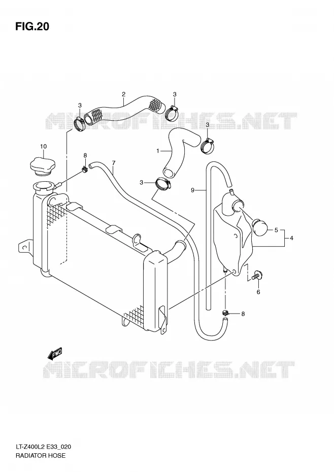 DURITE DE RADIATEUR Suzuki QUAD 400 QUADSPORT 2012  LT-Z400ZL2(E33)
