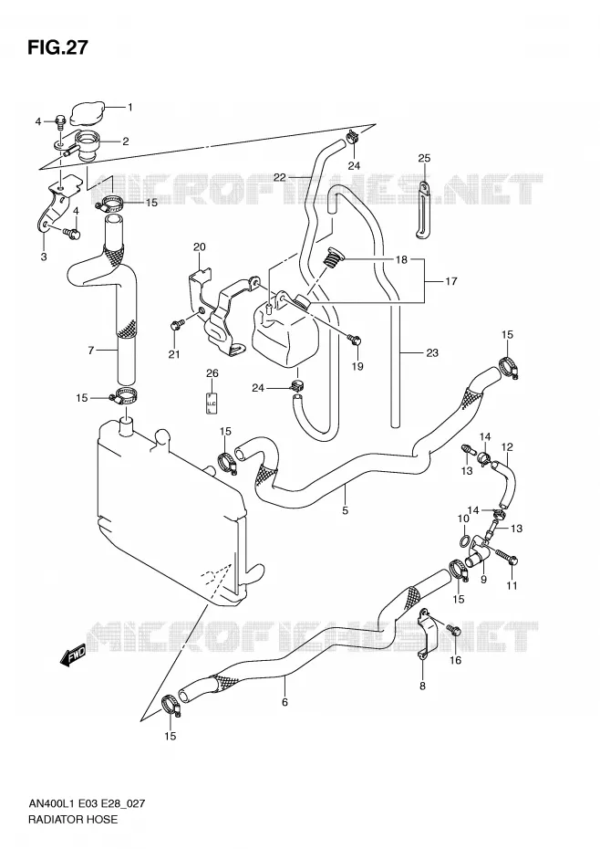 DURITE DE RADIATEUR Suzuki SCOOTER 400 BURGMAN 2011  AN400ZAL1(E03)