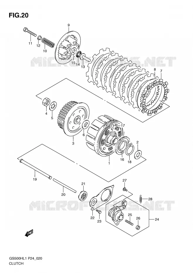 EMBRAYAGE Suzuki MOTO 500 GS-F 2011  GS500FHL1(L1)