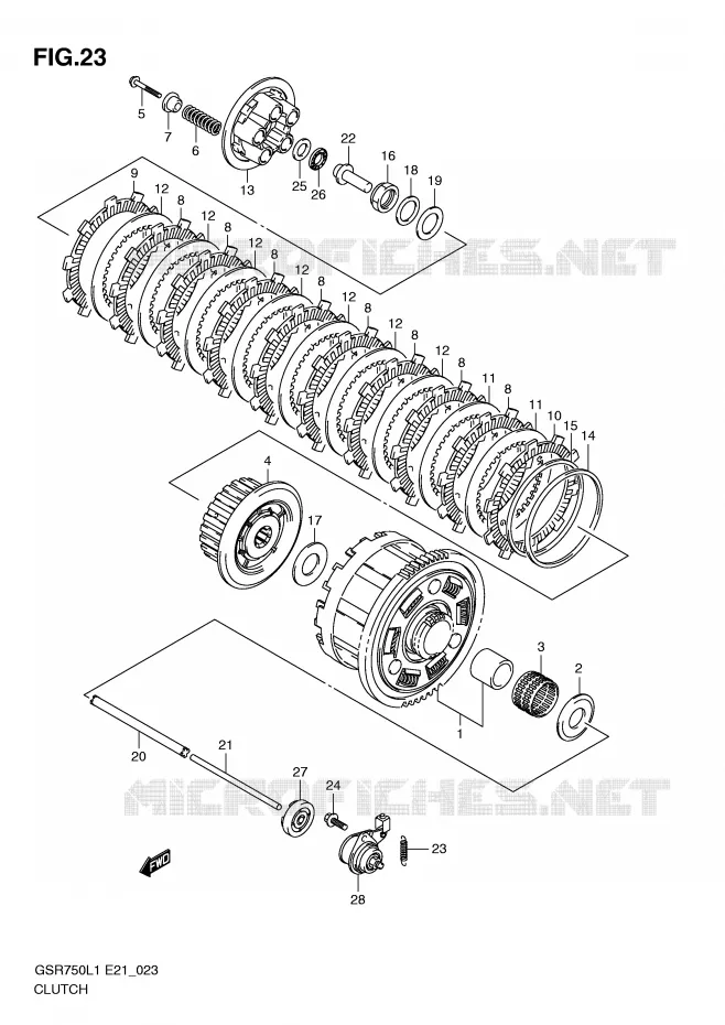 EMBRAYAGE Suzuki MOTO 750 GSR 2012  GSR750L1(E21)