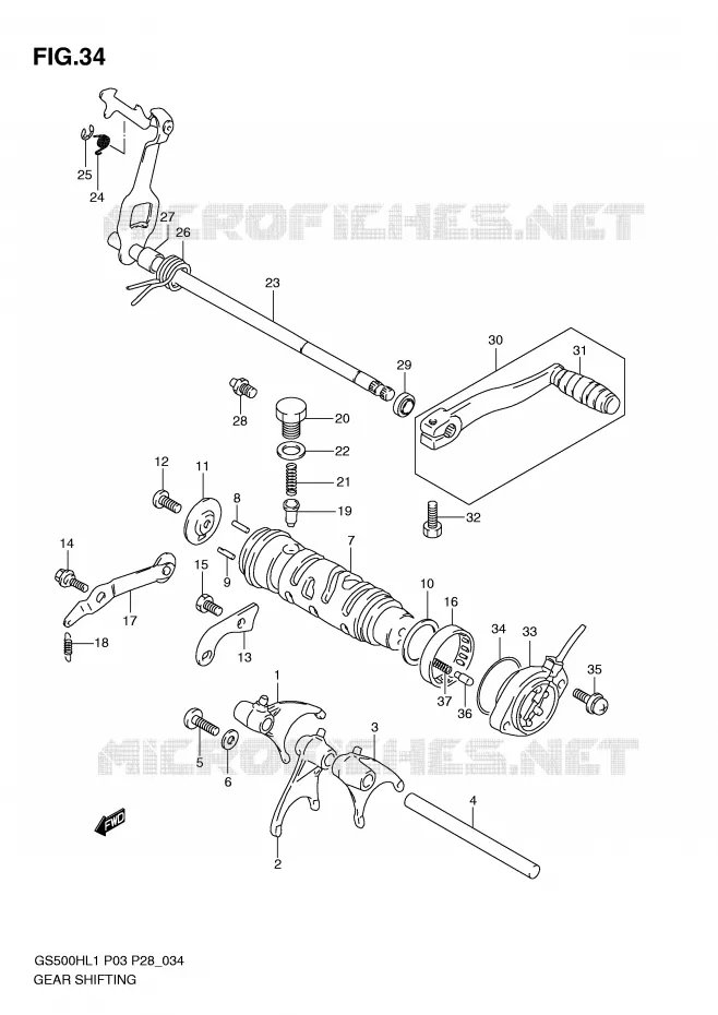 ENSEMBLE DE SELECTION DE VITESSES Suzuki MOTO 500 GS-F 2011  GS500FHL1(P3)