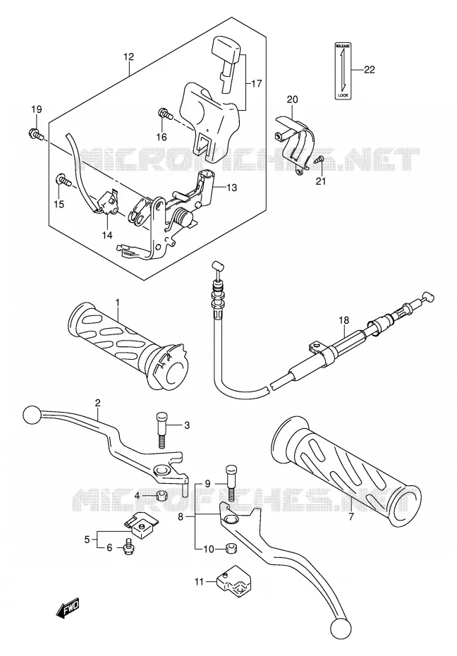 ENSEMBLE LEVIERS - POIGNEES (MODELE K1/K2) Suzuki SCOOTER 250 BURGMAN 2000  AN250RY(E2)