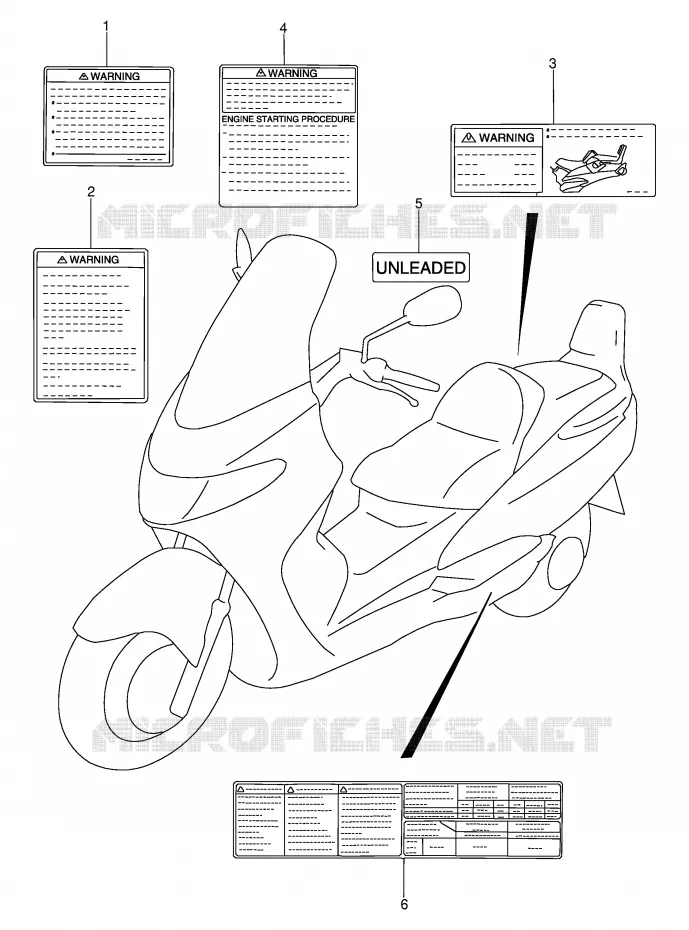 ETIQUETTE (MODELE K1/K2) Suzuki SCOOTER 400 BURGMAN 2002  AN400K2(E2)