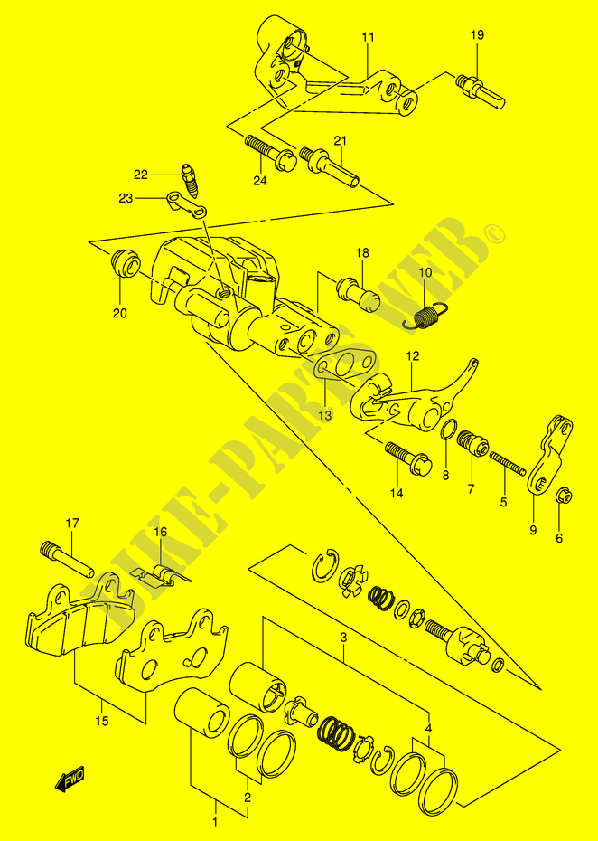 ETRIER DE FREIN ARRIERE (MODELE K1/K2) pour Suzuki BURGMAN 250 2000