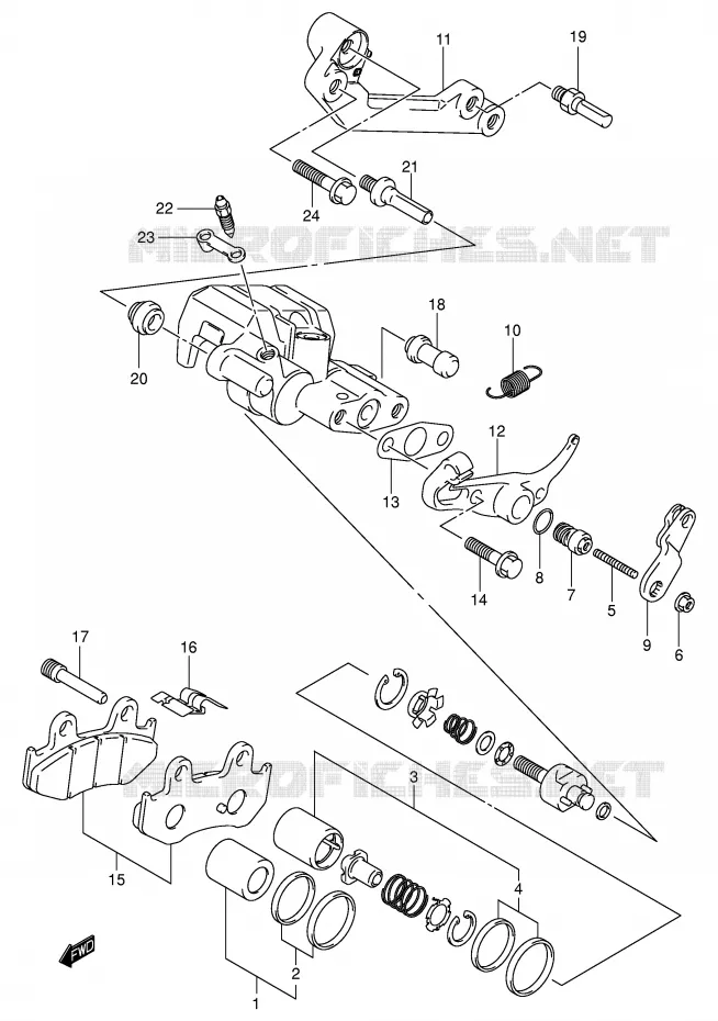 ETRIER DE FREIN ARRIERE (MODELE K1/K2) Suzuki SCOOTER 400 BURGMAN 2002  AN400K2(E2)
