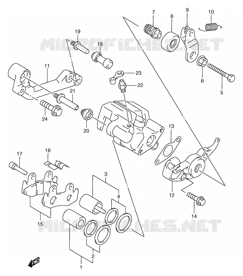 ETRIER DE FREIN ARRIERE (MODELE W/X/Y) Suzuki SCOOTER 250 BURGMAN 2000  AN250Y(E2)