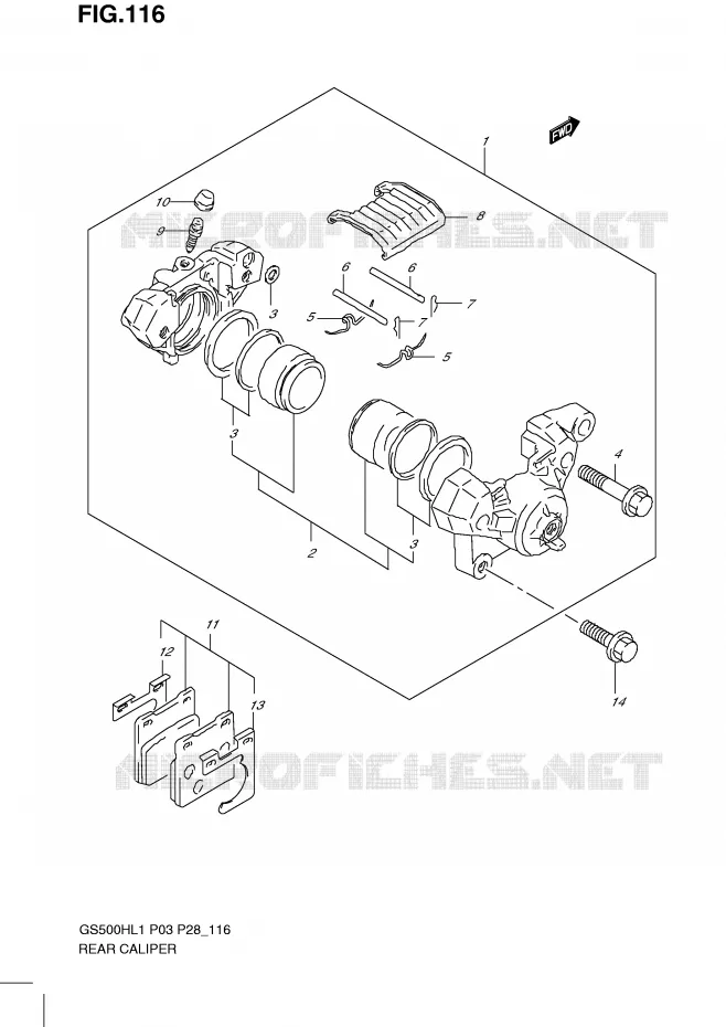 ETRIER DE FREIN ARRIERE Suzuki MOTO 500 GS-E 2011  GS500HKL1(P3)
