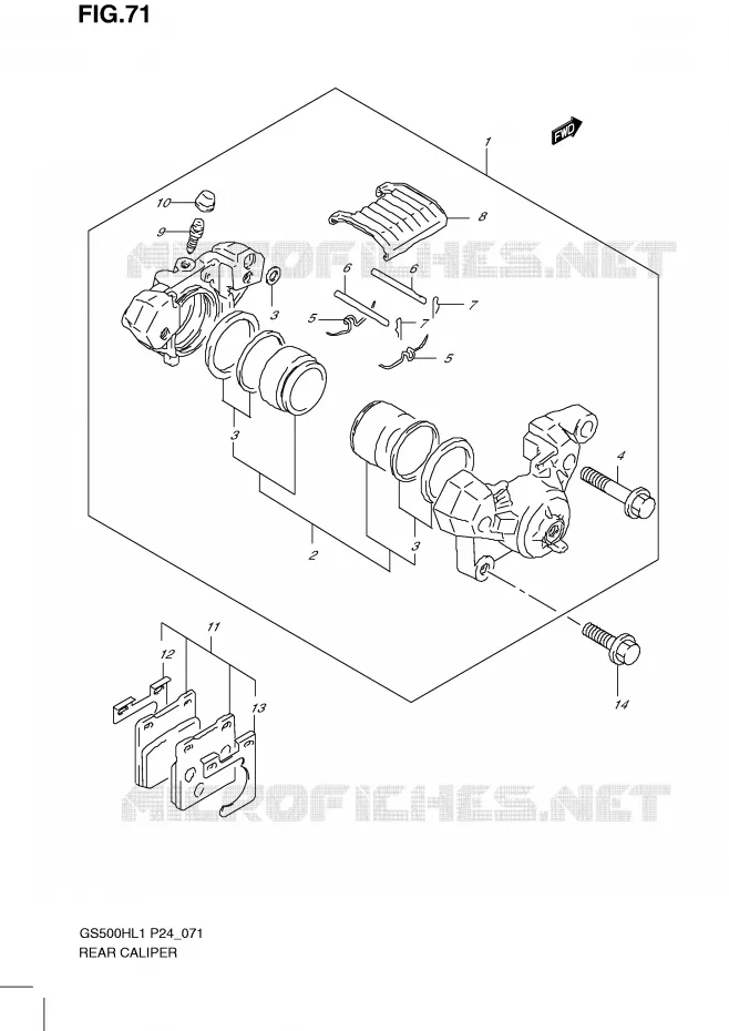 ETRIER DE FREIN ARRIERE Suzuki MOTO 500 GS-E 2011  GS500HL1(L1)