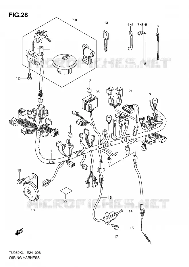 FAISCEAU ELECTRIQUE Suzuki MOTO 250 TU 2011  TU250XL1(E24)