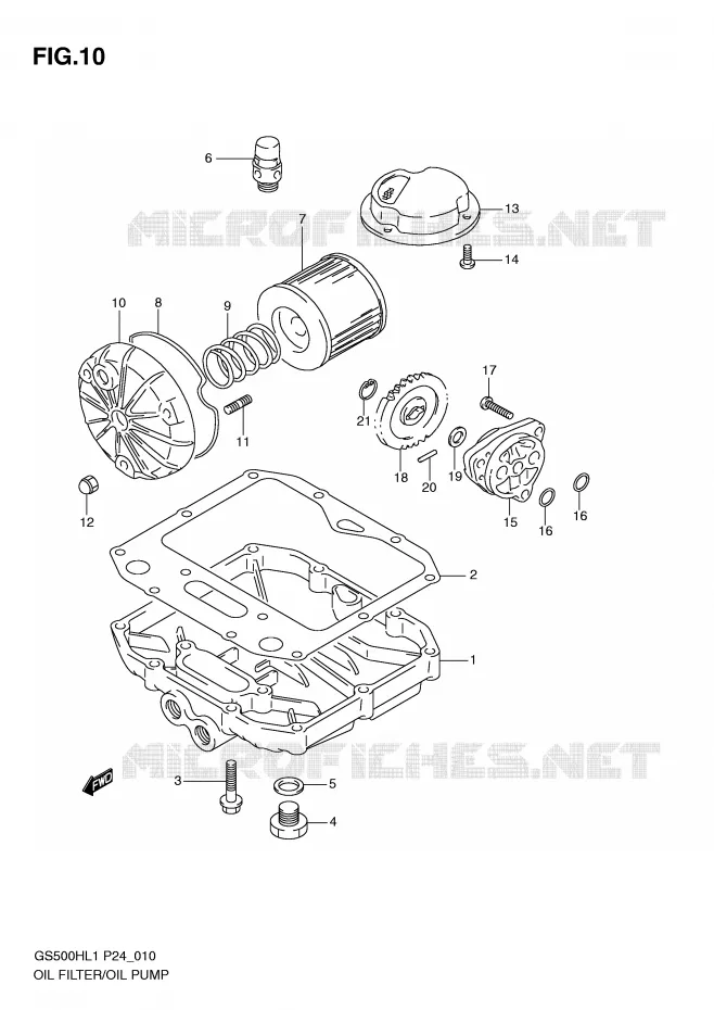 FILTRE A HUILE - POMPE A HUILE (GS500FH) Suzuki MOTO 500 GS-F 2011  GS500FHL1(L1)