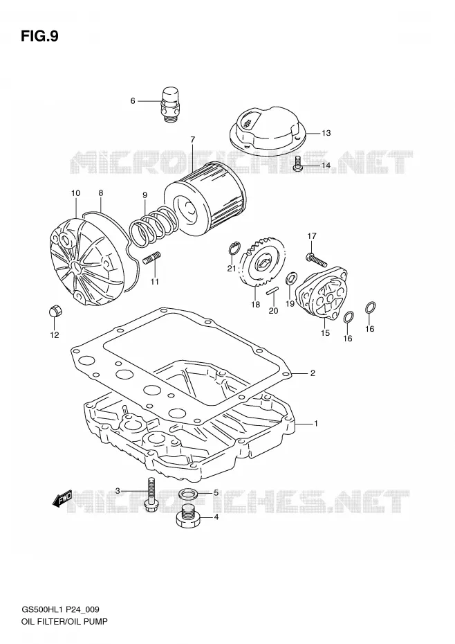 FILTRE A HUILE - POMPE A HUILE (GS500H) Suzuki MOTO 500 GS-E 2011  GS500HL1(L1)