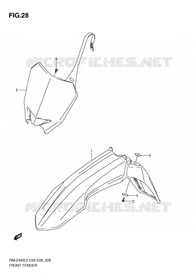 GARDE BOUE AVANT Suzuki MOTO 450 RM-Z 2012  RM-Z450L2(E3)