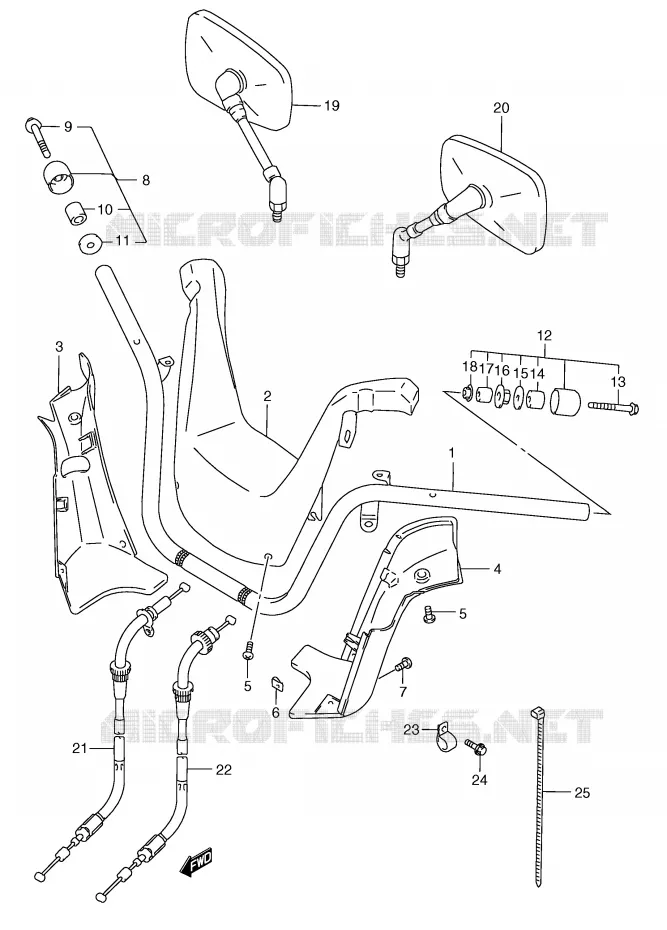GUIDON (MODELE W/X) Suzuki SCOOTER 250 BURGMAN 2002  AN250RK2(E2)