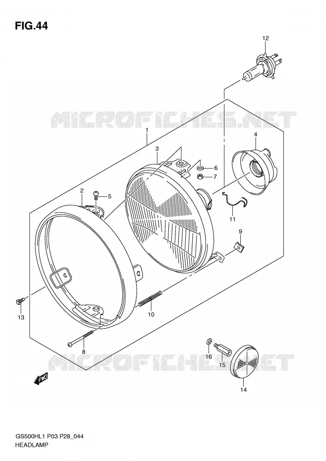 PHARE (GS500H P28) Suzuki MOTO 500 GS-E 2011  GS500HKL1(P3)