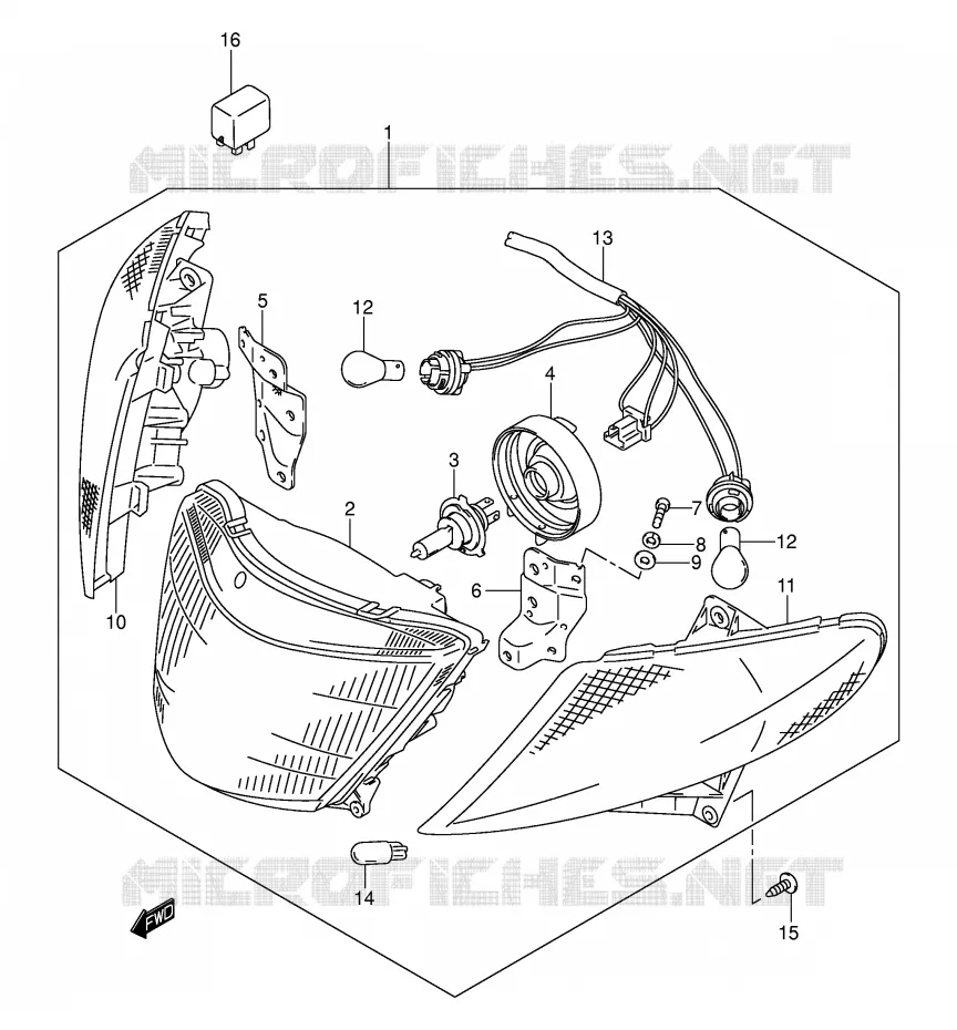 PHARE (MODELE K1/K2 E19,E54,P37) Suzuki SCOOTER 400 BURGMAN 2000  AN400RY(E2)