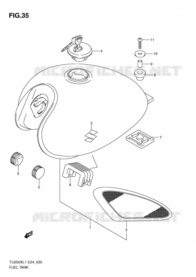 RESERVOIR D'ESSENCE Suzuki MOTO 250 TU 2011  TU250XL1(E24)