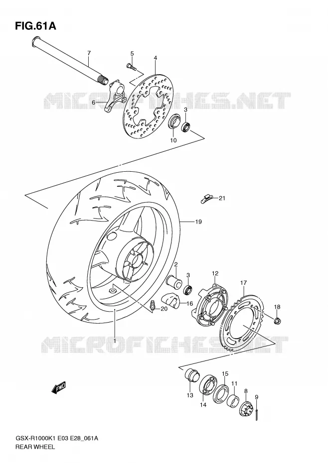 ROUE ARRIERE (GSX-R1000K2) Suzuki MOTO 1000 GSX-R 2002  GSX-R1000K2(E3/E28)