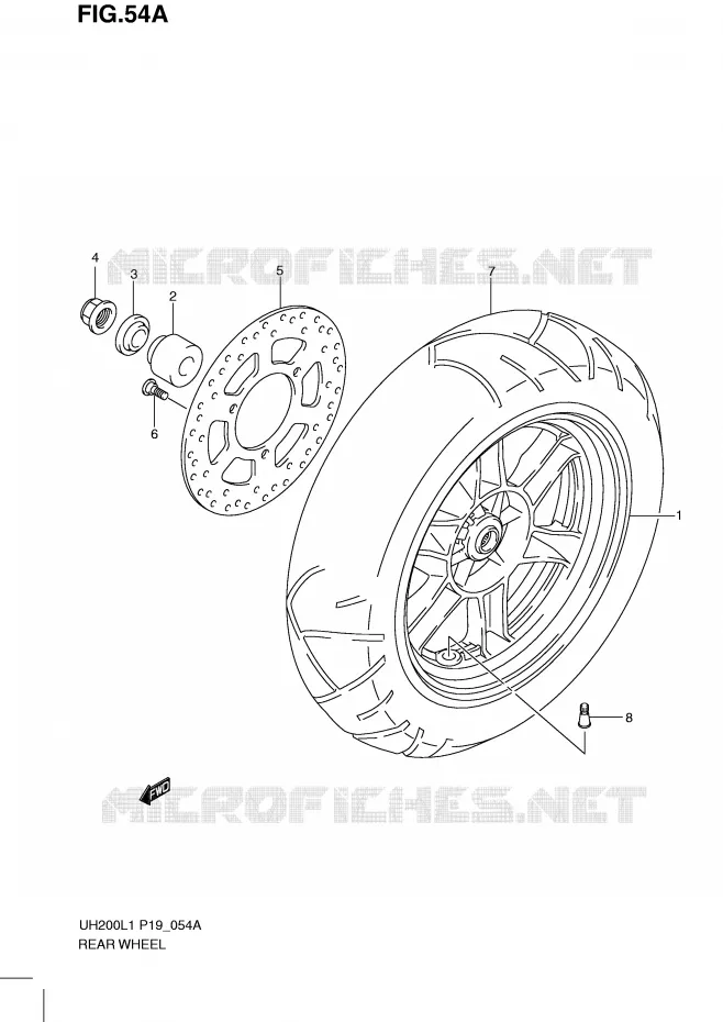 ROUE ARRIERE (MODEL EXECUTIVE P19) Suzuki SCOOTER 200 BURGMAN 2011  UH200GL1(P19)