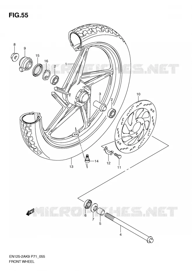ROUE AVANT (EN125-2AK9) Suzuki MOTO 125 EN 2009  EN125HUZK9(P71)