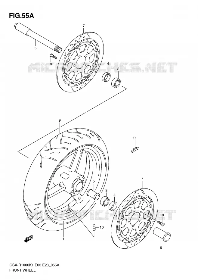 ROUE AVANT (GSX-R1000K2) Suzuki MOTO 1000 GSX-R 2002  GSX-R1000K2(E3/E28)